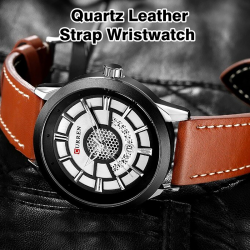 Curren Brand Luxury Quartz Leather Strap Wristwatch For Men, 8330